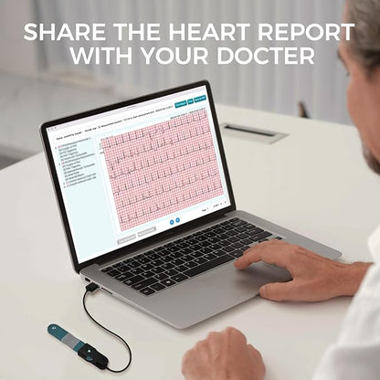 1-Lead Heart Health Monitor at Home, Portable 24 Hours Chest Lead Device with Free AI Analysis & PC Report, Rechargeable Recorder, HHM1