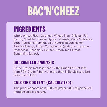 Wellness Old Mother Hubbard Classic Bac'N'Cheez Dog Biscuits, Natural Training Treats, Bacon and Cheese Flavor, Small Size, 20 oz Bag