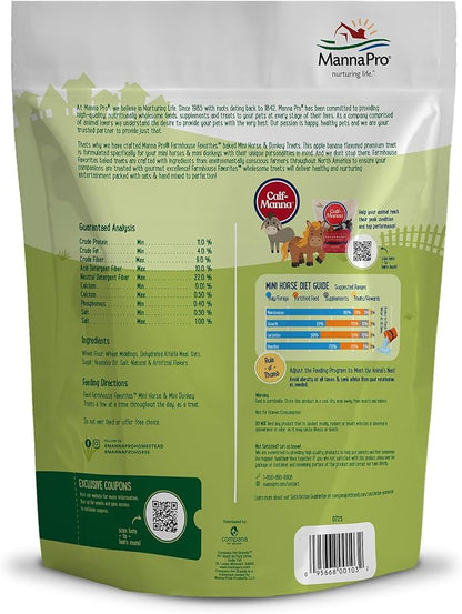 Manna Pro Farmhouse Favorites Mini Horse & Mini Donkey Treats –Baked Snack for Mini Horses & Mini Donkeys – Hand Mixed Treat – Oats, Apple & Banana Flavored – 3lb Bag