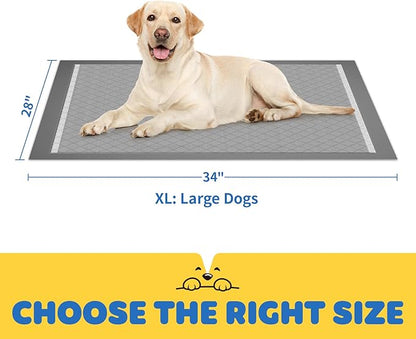 Powools 100-Pack X-Large Puppy Pads - 34'' x 28'' Pee Pads for Dogs Potty Training with Leak-Proof Quick-Dry Design, 6-Layer Wee Wee Pads for Dogs, Charcoal, Black