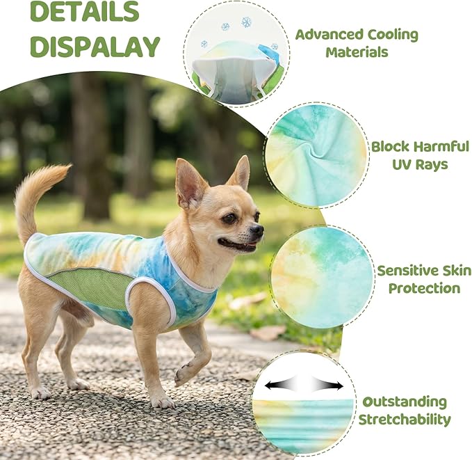 UPF 50+ Sun Protection Dog T-Shirt, 2 Pack Lightweight Sleeveless Dog Vest for Small Medium Dogs Boy – Reflective Strips, Quick-Dry Pet Apparel, Sports Fan Shirt P23ST00508XL