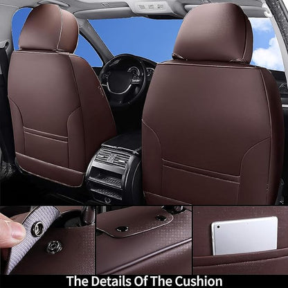 Coverado Seat Covers, Car Seat Covers Full Set, Leather Seat Covers for Cars, Car Seat Protector, Car Seat Covers Front Seats and Back Seats Universal Fit for Most Cars Brown