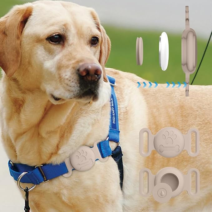 Vancle at Case for Dog Collar, Waterproof Apple Air Tag Protective Holder GPS Tracking Finder for Pet, Silicone Case for Dog Collar Cat Loop Holder Pet Accessories