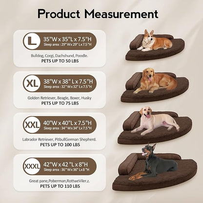 MEKIY Large Dog Bed - XL Orthopedic Egg-Crate Memory Foam Dog Beds with Removable Washable Cover, Waterproof Pet Beds with Non-Slip Bottom, Brown