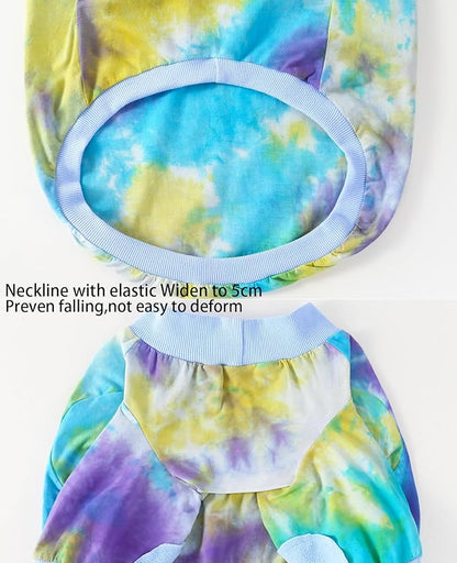 Blue Tie Dye Dog Clothes for Medium Dogs Breathable Cotton Dog Shirt Dog Pajamas Big Dogs Boy Girl Medium