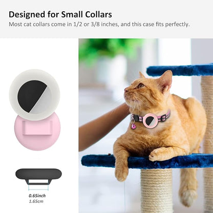 2022 AirTag Cat Collar Holder, Small AirTag Compatible Case, 2Pack Waterproof Cover for Pet Collar Within 3/8 inch (Pink&White)