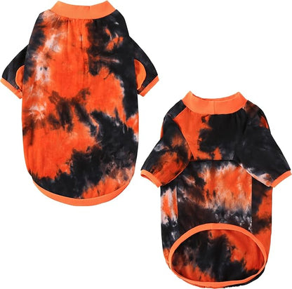 Dog Cotton Colorful Black Orange T-Shirts Soft and Stretchy Dog Shirt Pajamas Pets Clothes for Large Dogs(Large Black)
