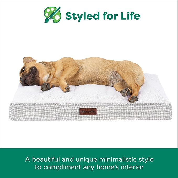 Furhaven Orthopedic Dog Bed – Classic Cushion with Plush Tufted Top, Supportive Foam Mattress, Removable Washable Cover, Joint Relief - Gray, Jumbo