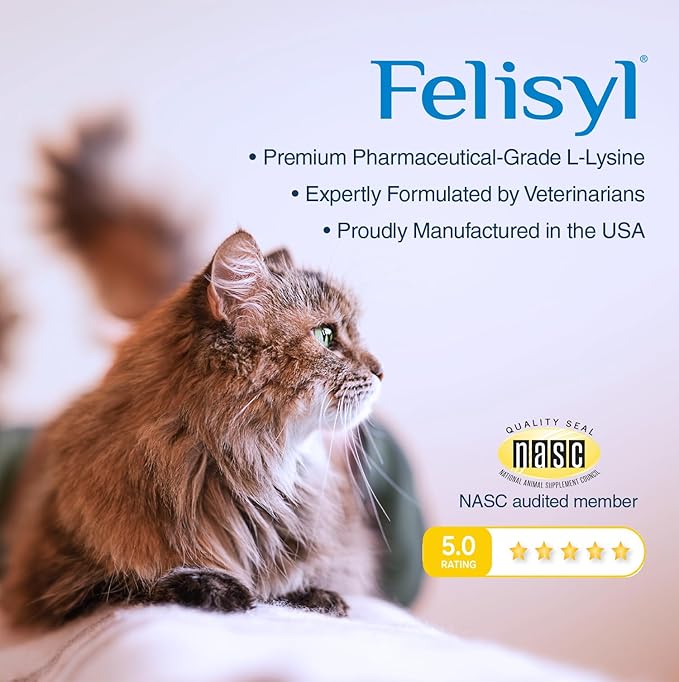 Felisyl L-Lysine Gel for Cats & Kittens (5oz) – Immune System, Respiratory & Eye Health Support. Reduces Sneezing, Runny Nose & Watery Eyes. Daily Salmon-Flavor Supplement – Made in USA (2 Pack)