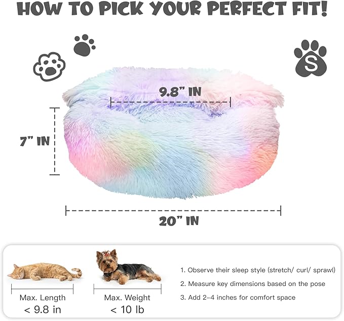 Himax Small Dog Bed, Fluffy Dog Bed with Blanket Attached, Cat Bed Washable, Multi-Colored (20"/26"/35")…