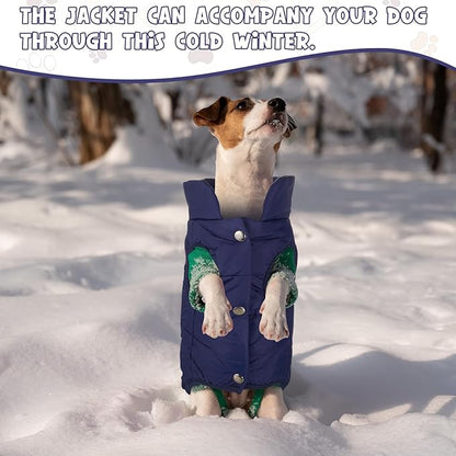 Syhood 2 Pieces Dog Jacket 2 Layers Fleece Lined Dog Jacket Warm Soft Windproof Small Pet Coat for Winter Cold Weather(M, Navy,Pink)