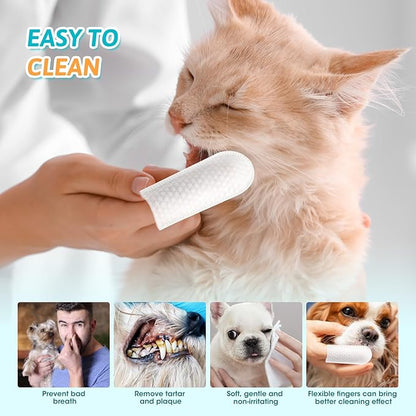 Dog Teeth Cleaning Wipes,Safe & Nautre Pet Dental Finger Wipes Help Dogs and Cats Remove Plaque&Tartar,Disposable Cat Dental Care Wipes 50 Counts (Odorless)