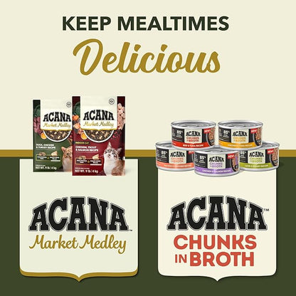 ACANA Market Medley Adult Cat Food, Duck, Chicken & Turkey Recipe with Freeze-Dried Morsels Made with Duck & Cranberry, Complete and Balanced Nutrition, 3.5 lb Bag