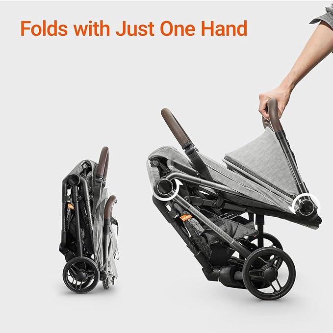 MAMAZING Ultra Air Lightweight Baby Travel Stroller with Carbon Fiber Frame, Compact & Airplane-Friendly, One-Handed Fold, 11.6 lbs, Perfect for Toddlers, Organizer & Cushion Included, Grey