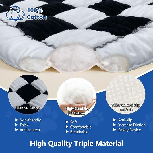Thickened Dog Bed for Car Back Seat, Upgraded Bottom Non-Slip, Fits Hard Bottom car seat Cover for Dogs, Premium Mixed Color, Dog Car Seat Cover(White-Black)