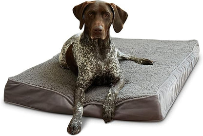 Happy Hounds Oscar Rectangle Orthopedic Foam Sherpa Dog Bed, Medium (42 x 30 in.), Pewter