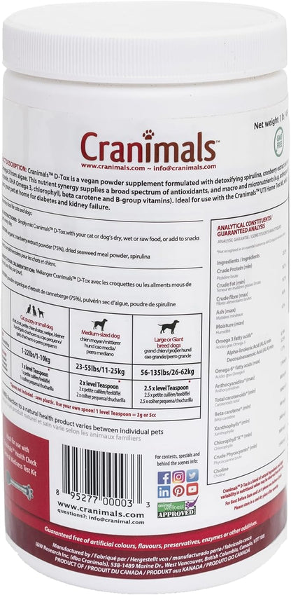Cranimals D-Tox Daily Multivitamin for Dogs, Superfood Amino Acids, Antioxidants, DHA Fatty Acids, Vitamins E, B, D, Biotin, Minerals to Support Metabolic Function, Energy, Pet Wellness, Longevity