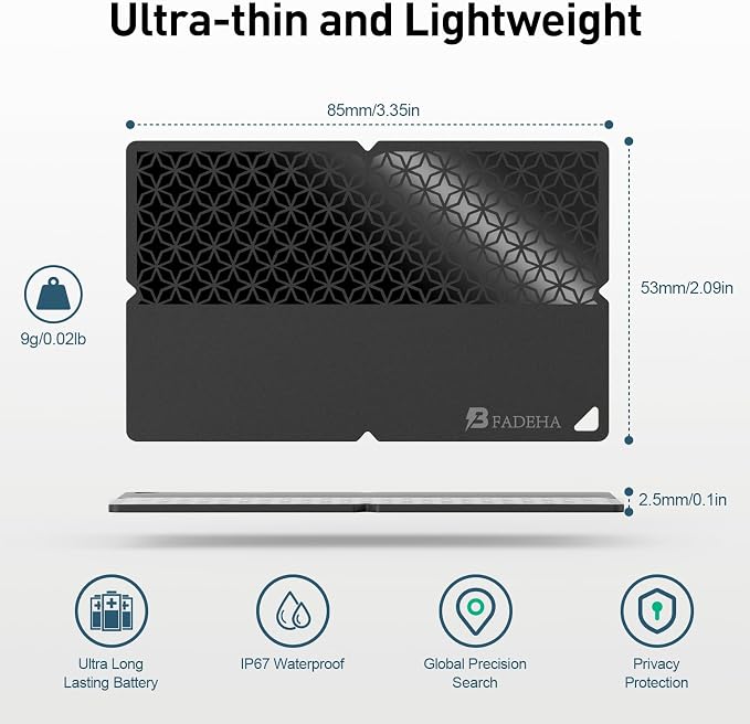 2026 Apple MFi Certified Wallet Tracker Smart Card for Find My iPhone Ultra Thin Air Tracker Tag for Travel, 5 Years+ Staying Power, IP69 Waterproof, Key Finder & Item Locator for Keys, Bags, Passport