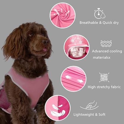 UPF 50+ Sun Protection Sleeveless Dog Shirt for Medium Dogs - Breathable Lightweight Sports Fan T-Shirt with Reflective Strips, UV Protective Apparel P23ST00503XXL