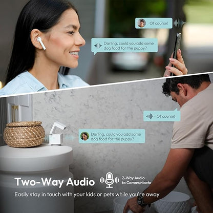 Genie S 2.7K HD Indoor Security Camera with 6X Zoom, 2-Way Audio, Privacy Protection, Motion Tracking for Baby & Pet, 350° Pan & 135° Tilt, 64GB Local Storage, Compatible with Alexa