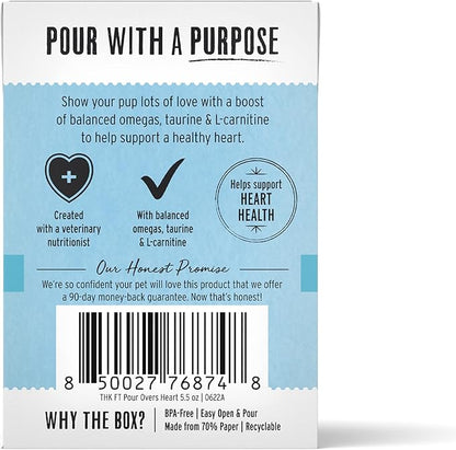 The Honest Kitchen Human Grade Functional Pour Overs: Heart Health - Turkey Broth & Salmon Stew Dog Food Topper, 5.5 oz x12