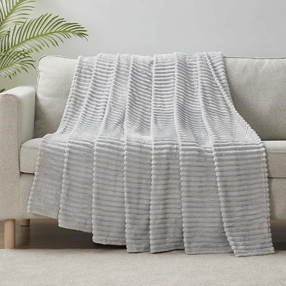 Nestl Light Grey Throw Blanket for Couch - Cozy Warm Fuzzy Blankets for Women, Set of 2 Small Fleece Throws for Girls - Silver, 50 x 60 Inches