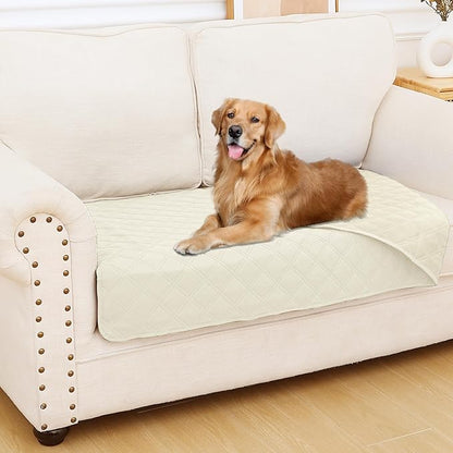 Smiry Waterproof Dog Bed Cover Pet Blanket, Soft Washable Dog Blanket for Furniture Bed Couch Sofa Reversible, Checkered (30"x53", Beige/Beige)