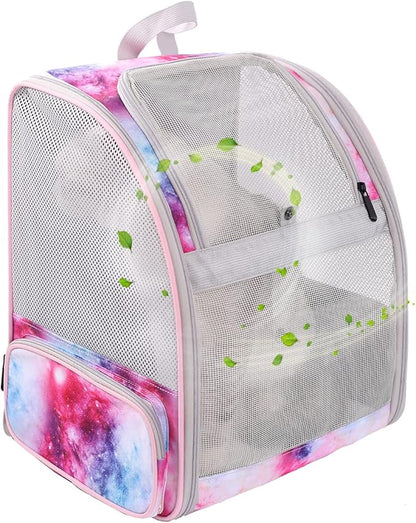 Galaxy Pink Pet Carrier Backpack for Cats and Small Dogs, Backpack for Kitten Bunny Airline Approved Travel Hiking Camping Cat Vet Book Bag (Ventilation)