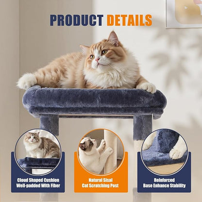 63 inch Multi-Level Cat Tree Tower 63 with Scratching Posts, Cozy Perches and Stable Climbing Platform for Indoor Cats,Dark Grey