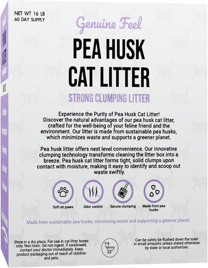 Premium Pea Husk Scented Cat Litter for Happy and Healthy Cats. (15 lbs)(Lavender)