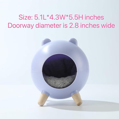 TUTU&LELE Hamster Hideout, Tiny House Hideout and Habitat, Space Elf Hiding Nest, Durable Hamster Bed with Round Thick Plush Pads, for Mice, Gerbils,Hamsters to Play, Sleep and Rest (Purple)