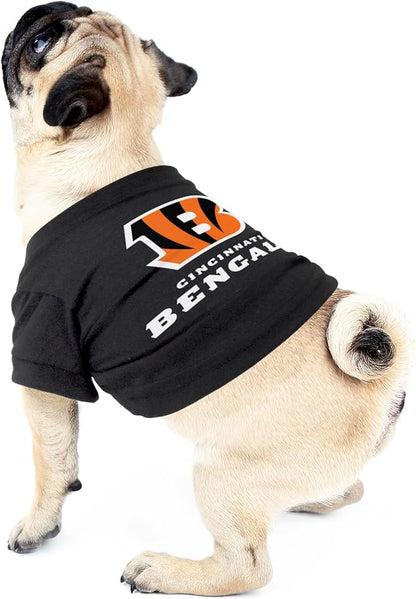 Littlearth NFL Cincinnati Bengals Pet T-Shirt, Team Color, Large