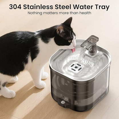 Accokids Wireless Cat Water Fountain Cordless with External Pump, 5000MAh Battery Operated, 68oz Rechargeable Automatic Pet Cat Fountains for Drinking with Motion Sensor, Quiet Pump(1 Filter)