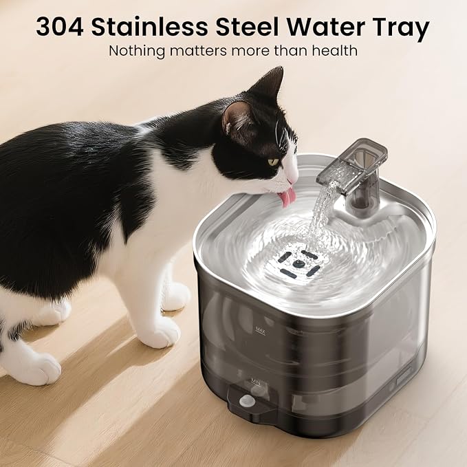 Accokids Wireless Cat Water Fountain Cordless with External Pump, 68oz Rechargeable Automatic Pet Cat Fountains for Drinking with Motion Sensor, Quiet Pump (3 Filter) | 68oz Cat Fountain with External Pump, Quiet Operation, 3 Filters for Clean Drinking...