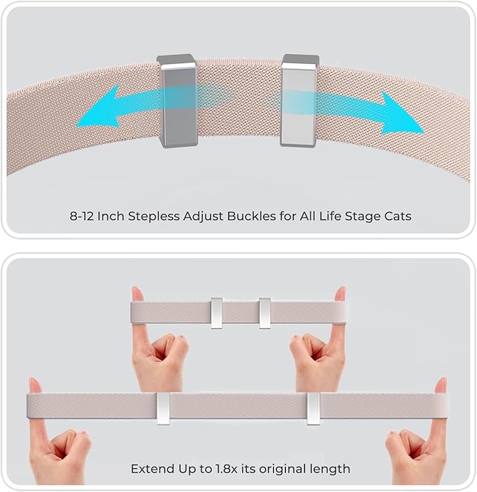 AirTag Cat Collar, Ultra Elastic Cat Tracker Collar with Apple Air Tag Holder, [Lightweight & Scratch Resistant] Stepless Adjustable GPS Pet Tracking Collars for Cats Kittens (Khaki)