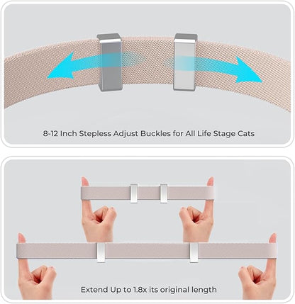 AirTag Cat Collar, Ultra Elastic Cat Tracker Collar with Apple Air Tag Holder, [Lightweight & Scratch Resistant] Stepless Adjustable GPS Pet Tracking Collars for Cats Kittens (Khaki)
