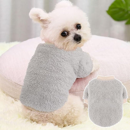 2 Pieces Dog Sweater for Small Dogs Winter Warm Puppy Sweater Fleece Cute Dog Clothes for Dogs Like Chihuahua Yorkie Thick Pet Clothing (Light Grey, Blue, Large)