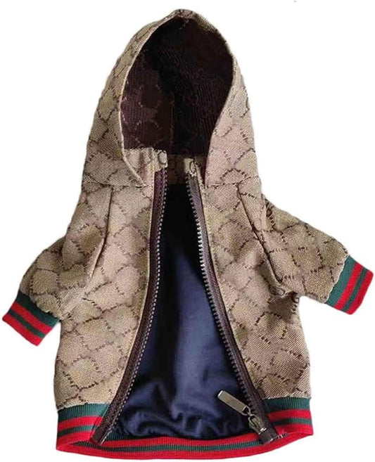 Dog Hoodie Luxury Winter Small Dog Jacket Clothes Classic Designer French Bulldog Teddy Pug Puppy Clothes(XL)
