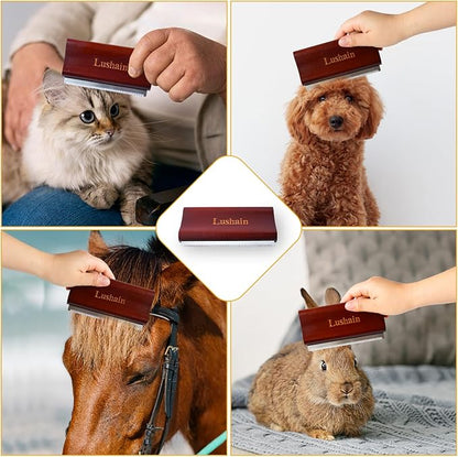 Deshedding Brush for Dogs, Cats & Horse| Pet Grooming Brush | Removes Loose Fur, Dirt & Hair | Detangle | Undercoat | Brown color | Reduces Shedding by 95%