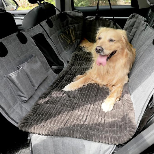 Awjcsv Dog Car Seat Cover for Back Seat, Dog Bed for Car, Fit for Backseat Extenders, Car Seat Protector, Nonslip Soft Durable for Cars Trucks and SUVs (Black, 24.8" x 54")
