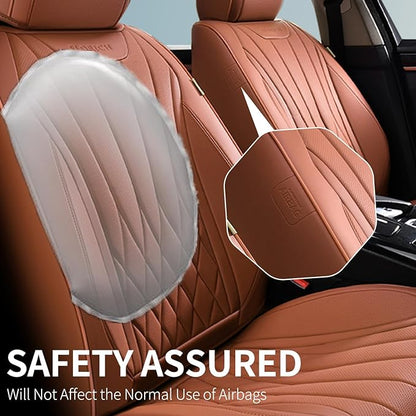 FLORICH Full Set Car Seat Covers, Automotive Seat Covers for Trucks, SUV, Sedans, Waterproof Nappa Leather Seat Protector Car Accessories for Most Cars - Brown