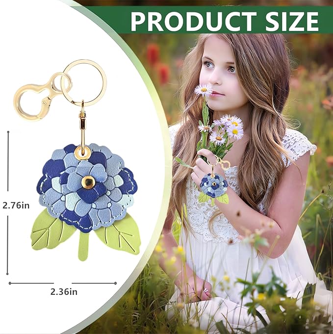 BORKUANA Leather Keychain Holder Case Compatible with AirTag,Cute Protective Cover with Keyring