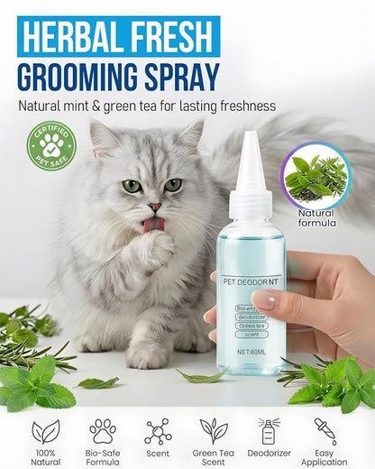 Spray Deshedding Brush for Cats & Dogs, 2-in-1 Mist Grooming Tool with Undercoat Removal, Anti-Static Pet Hair Remover, Gentle Stainless Steel Comb, No Flying Fur, Self Cleaning
