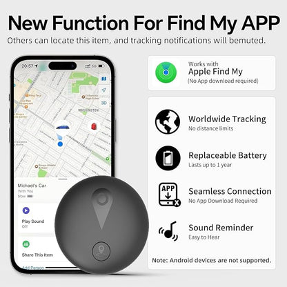 Nilone GPS Tracker for Dogs, Smart Collar with Real-Time Location | Pet Location Tracker with Holder, No Monthly Fee / No SIM Card, Works with iOS Find My, Ultra-Slim, IP68 Waterproof