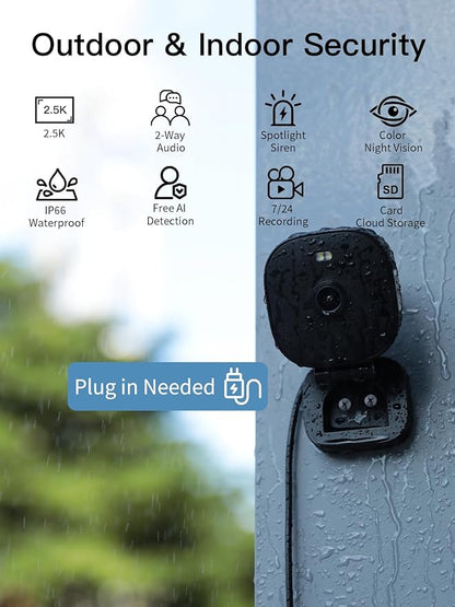 VIMTAG 4MP Security Camera Outdoor, 2.4G/5G Cameras for Home Security with Color Night Vision, Motion Activated Spotlight/Siren, IP66,2-Way Audio, House Camera with Audio & Video,Wired