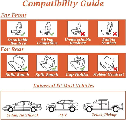 Coverado Car Seat Covers Full Set, Seat Covers for Cars, Car Seat Protector Waterproof, Nappa Car Seat Cushion, Car Seat Covers Front Seats and Back Fit for Most Cars BlackRed