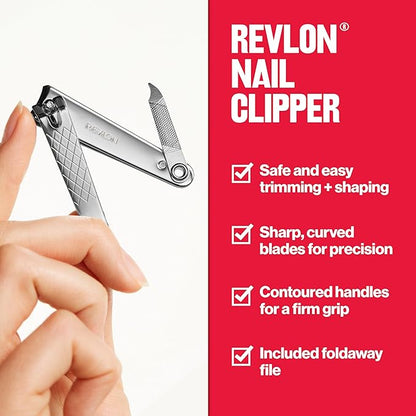 Revlon Mini Nail Clipper, Nail Care Tools, Curved Blade for Trimming & Grooming, Easy to Use (Pack of 2)