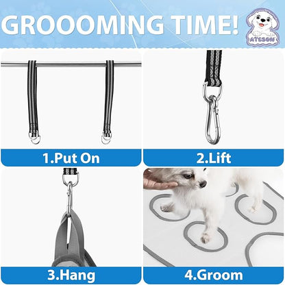ATESON Pet Grooming Hammock Harness for Small Dogs & Cats Nail Trimming, Dog Sling for Cutting Nails, Dog Hanging Holder Hanger with Nail Clippers, Nail File, Scissors