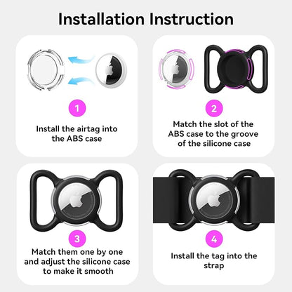 Waterproof AirTag Holder for Dog Collar, Soft Slide-On Dog AirTag Holder | Full-Body Protection, No-Dangle Fit, Ultra-Durable, Lightweight, Tool-Free Installation, Clear Cover, Fits Dog & Cat Collars