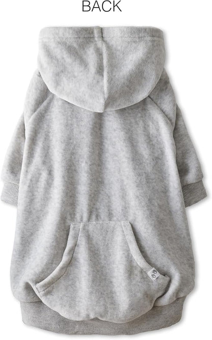 Pet Passion Cooper II Organic Cotton Velour Dog Hoodie Pet Coat for Small, Medium and Large Dogs, Light Heather Gray, Medium